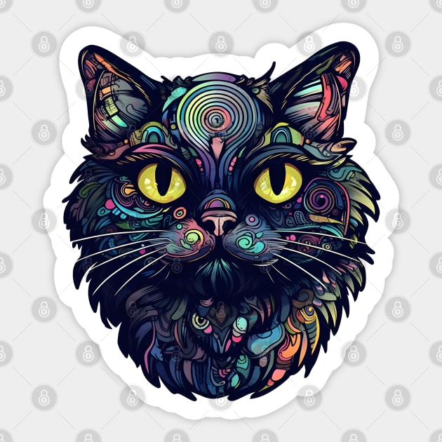 Dark Swirling Rainbow Fur Kitty Sticker by Luxinda